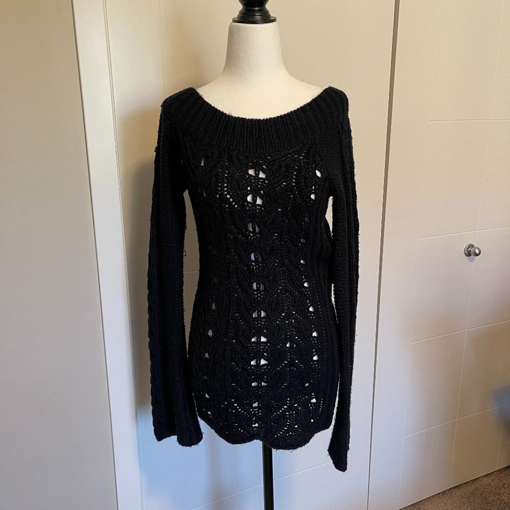 Cafebrand Black Crochet Sweater, Size L